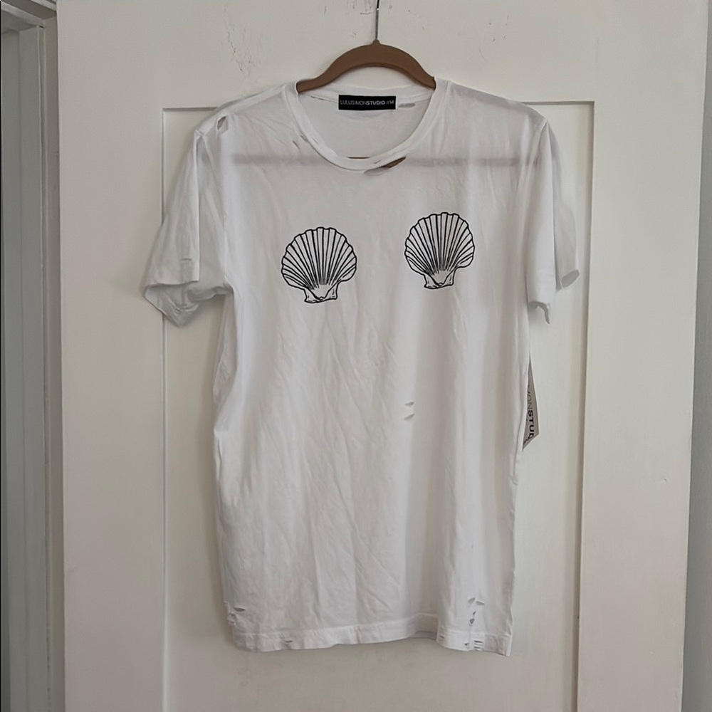 White Shell Print T-Shirt